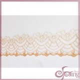 Orange embroidery mesh fabric lace trim for dress, blouse, tops