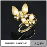R5844 Double Butterfly 925 Silver 14k Gold Plated Jewelry