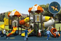 Castle playground slides for amusement