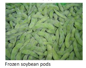 Frozen soybean pods