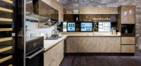 Gray UV Lacquer L-Shaped Kitchen Cabinet PLCC18075
