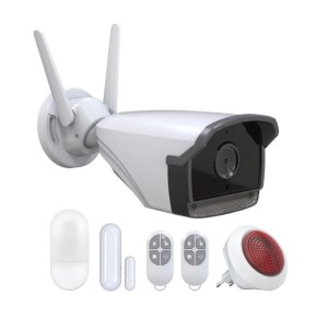 Outdoor IP camera alarm server works with wireless wired sensors