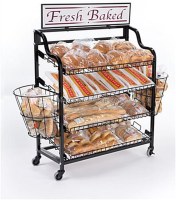 Metal movable 4-caster freestanding bakery display stand