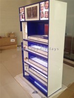 Wood acrylic illuminating cosmetics display shelving