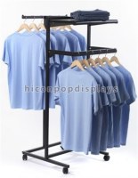 Movable hanging 2-way metal clothes display rack
