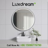 Round Illuminated Bathroom Mirror with Acrylic Border - Luxdream