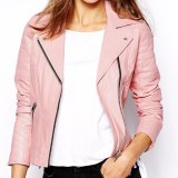 Pink Biker Ladies Leather Jacket USI-6016