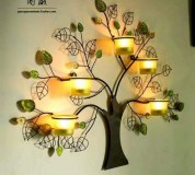 Metal Decor Tree Wall Pocket Mount 5 Candle holder Stand no candle Glass Bottle
