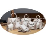 Gradient Himalayan Platinum Imported Nile Crocodile Leather Women's Handbag 25CM Suppor...