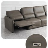 Italian-Style Modern Minimalist First Layer Cowhide Leather Straight Row Sofa Living Ro...