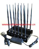 12-band Jammer GSM DCS Rebolabile 3G 4G WIFI GPS and RF Bugs from 130 to 500 Mhz