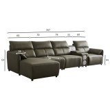 First Layer Cowhide Three-Seat Functional Dark Green Sofa Living Room Leather Art Furni...