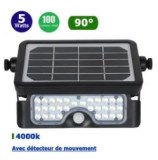 Projecteur LED solaire avec détecteur de mouvement - Série SOFT - 5 Watts - 500 lumens...