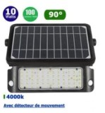 Projecteur LED solaire avec 2 détecteurs de mouvement - Série SOFT - 10 Watts - 1080 lu...