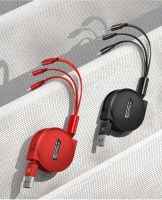Câbles de rétractables charge rapide téléphone mobile 3 en 1 USB-A USB-C lightning 3 en 1