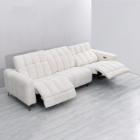 Modern Minimalist Caterpillar Beige White Fabric Multifunctional Sofa Size Apartment Li...