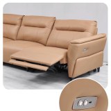 New Modern Minimalist Straight Three-Seat Leather Sofa Living Room High Foot Electric...