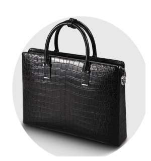 Nile Crocodile Leather Men's Bag Multi-Layered Portable Briefcase Leather Crocodile Bel...