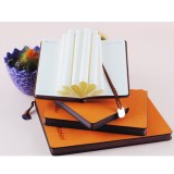 Orange color PU cover notebook with colored edges