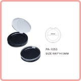 Shiny black blush container empty compact powder case with mirror