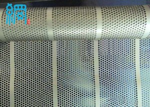 Perforated metal mesh for battery mesh