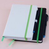 White or Place PU cover pocket size notebook with pens