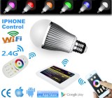 Iphone Controlled WiFi RGBW Dimmabel LED bulb light 2.4G RF Remote