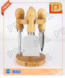 Rubber wood cheese set With hanging stand(5 pieces)