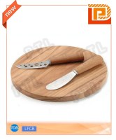 S/S cheese knife with solid rounded chopping board(3 pieces)