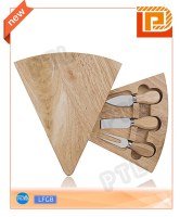 Fan-shaped swiveling wooden cheese set(4 pieces)