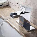 MODERN WATERFALL BATHROOM SINK TAP WITH GLASS SPOUT(CHROME FINISH)
