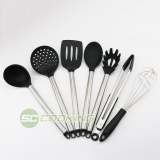 2018 Most Popular Premium Black Silicone Kitchenware 7PCS Stainless Steel Kitchen Utens...