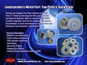 Speaker parts: Back Plate and Pot Yokes for Loudspeakers Motor Assemblymade in Taiwan