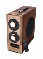 Powerful 2.1 channel speaker in one wooden cabinet
